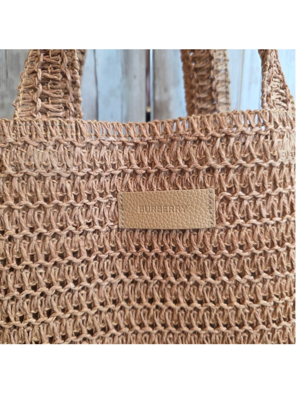 Burberry Tan Woven Raffia Beach Tote - Picture 3 of 9